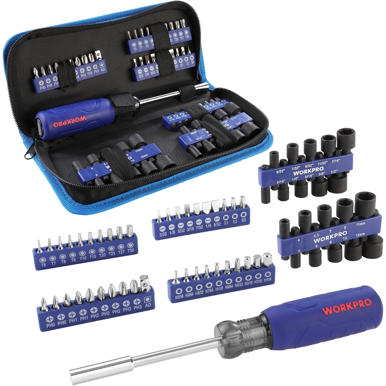 Tools For Garage - 61PC Magnetic Screwdriver Bits & Nut