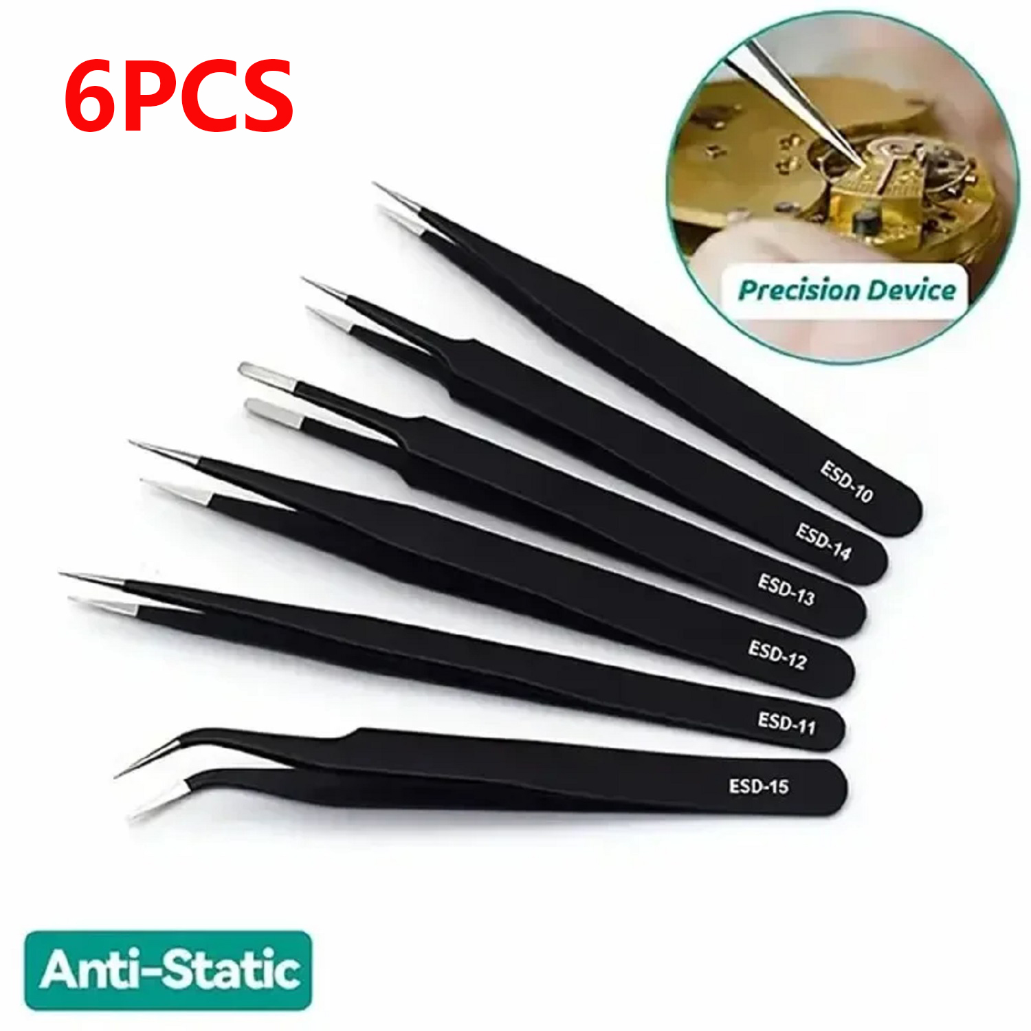 Special Workshop Tools - 6Pcs Anti-static ESD Tweezers Maintenance Tool