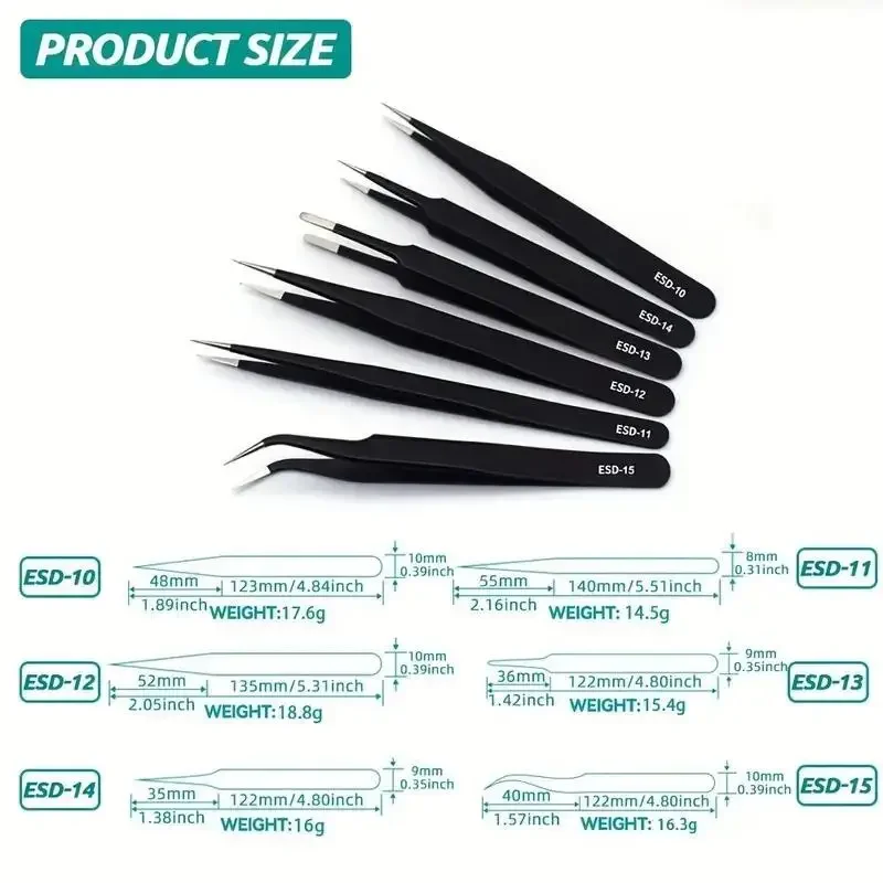 6Pcs Anti-static ESD Tweezers  - مراجعة Special Workshop Tools وسعره
